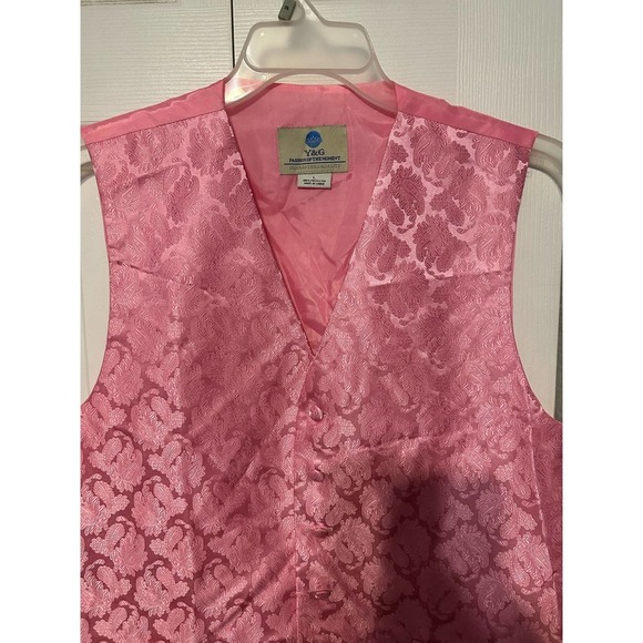 Y&G Men’s Fashion Pink Paisley Tuxedo Suit Vest Formal Waistcoat Wedding Large - Picture 2 of 10